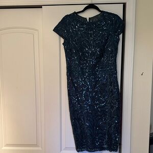 Tadashi Shoji Midnight Blue Sequin Midi Dress